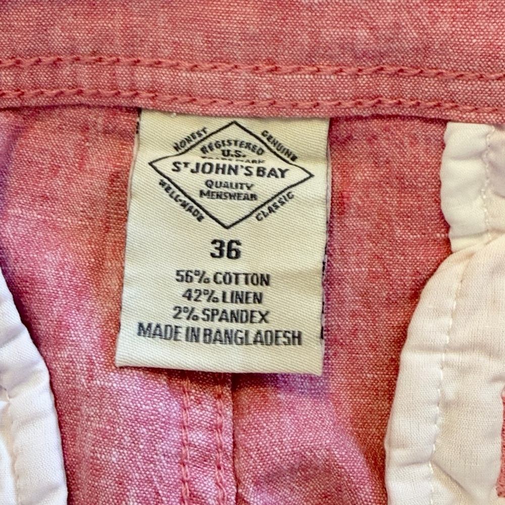 St. John Bay Coral 9” Linen/cotton Comfort Stretch Bermuda Shorts waist 36 - Picture 5 of 6